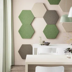 Akustiikkapaneeli seinään POLY Hexagon, 600x600x56 mm, beige