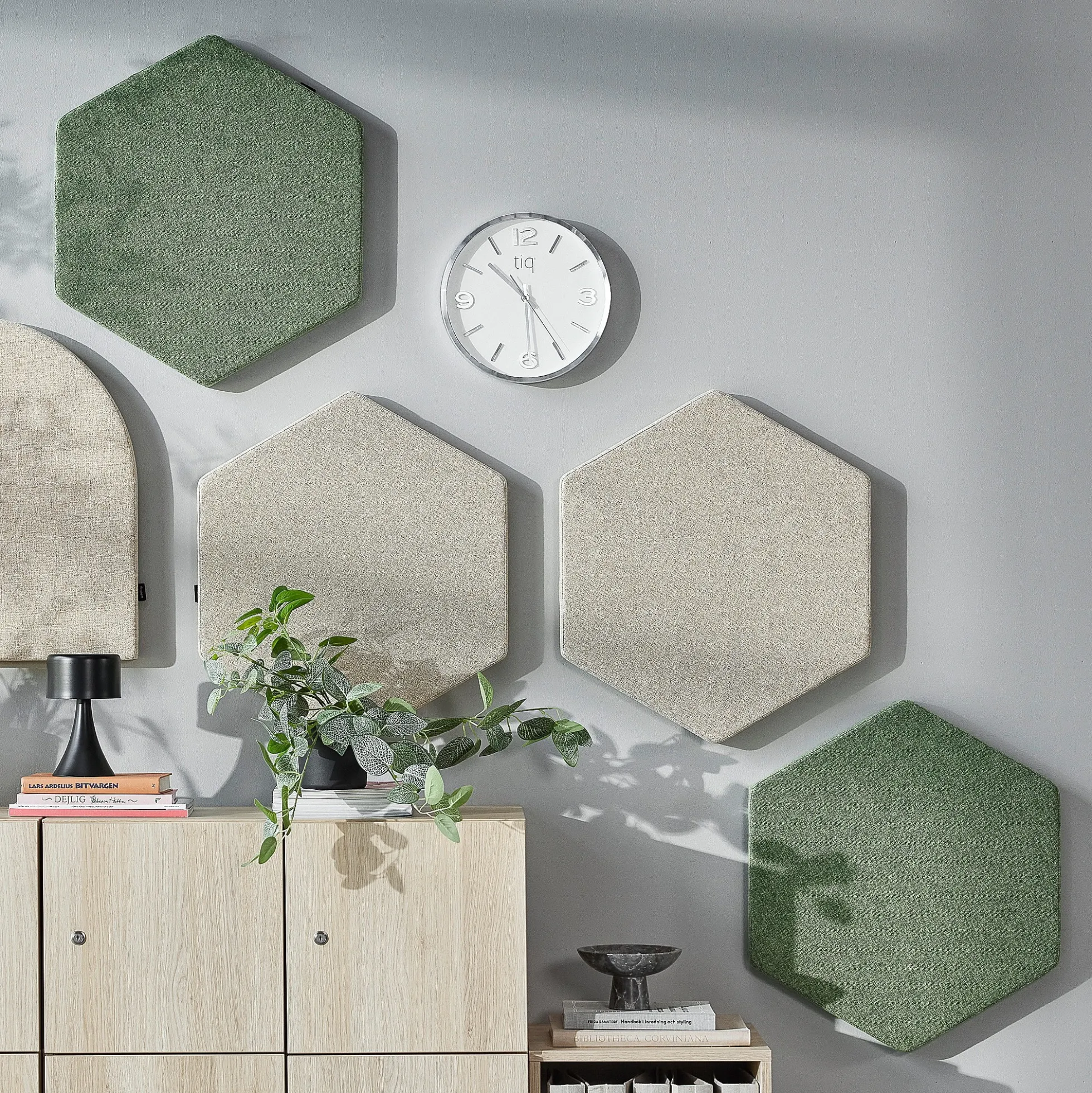 Akustiikkapaneeli seinään POLY Hexagon, 600x600x56 mm, beige