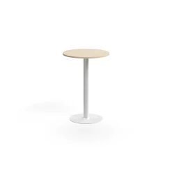 Baaripöytä ALVA Ø700x1000 mm, korkeapainelaminaatti, valkoinen/koivu
