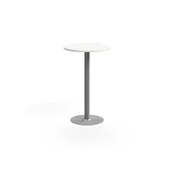 Baaripöytä ALVA Ø700x1100 mm, lattiaan kiinnitettävä, korkeapainelaminaatti, hopea/valkoinen