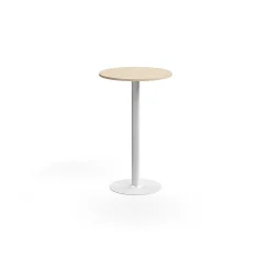Baaripöytä ALVA Ø700x1100 mm, lattiaan kiinnitettävä, korkeapainelaminaatti, valkoinen/koivu