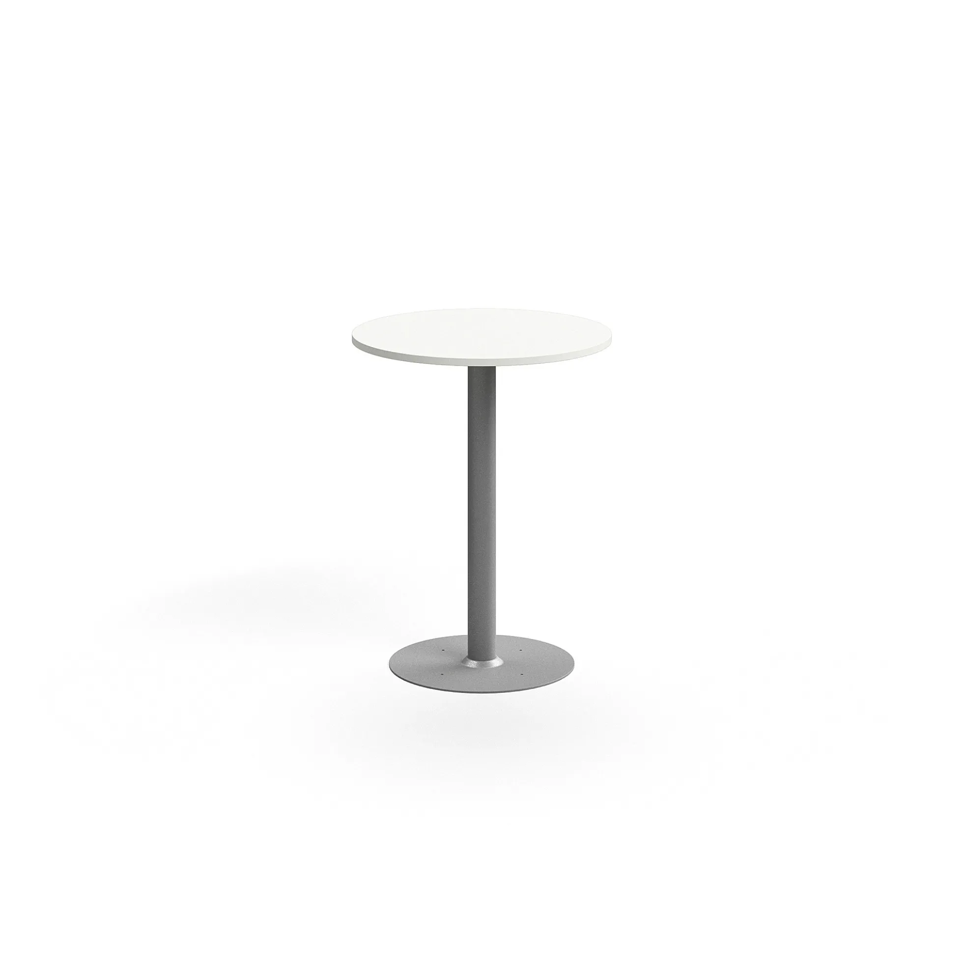 Baaripöytä ALVA Ø700x900 mm, lattiaan kiinnitettävä, korkeapainelaminaatti, hopea/valkoinen