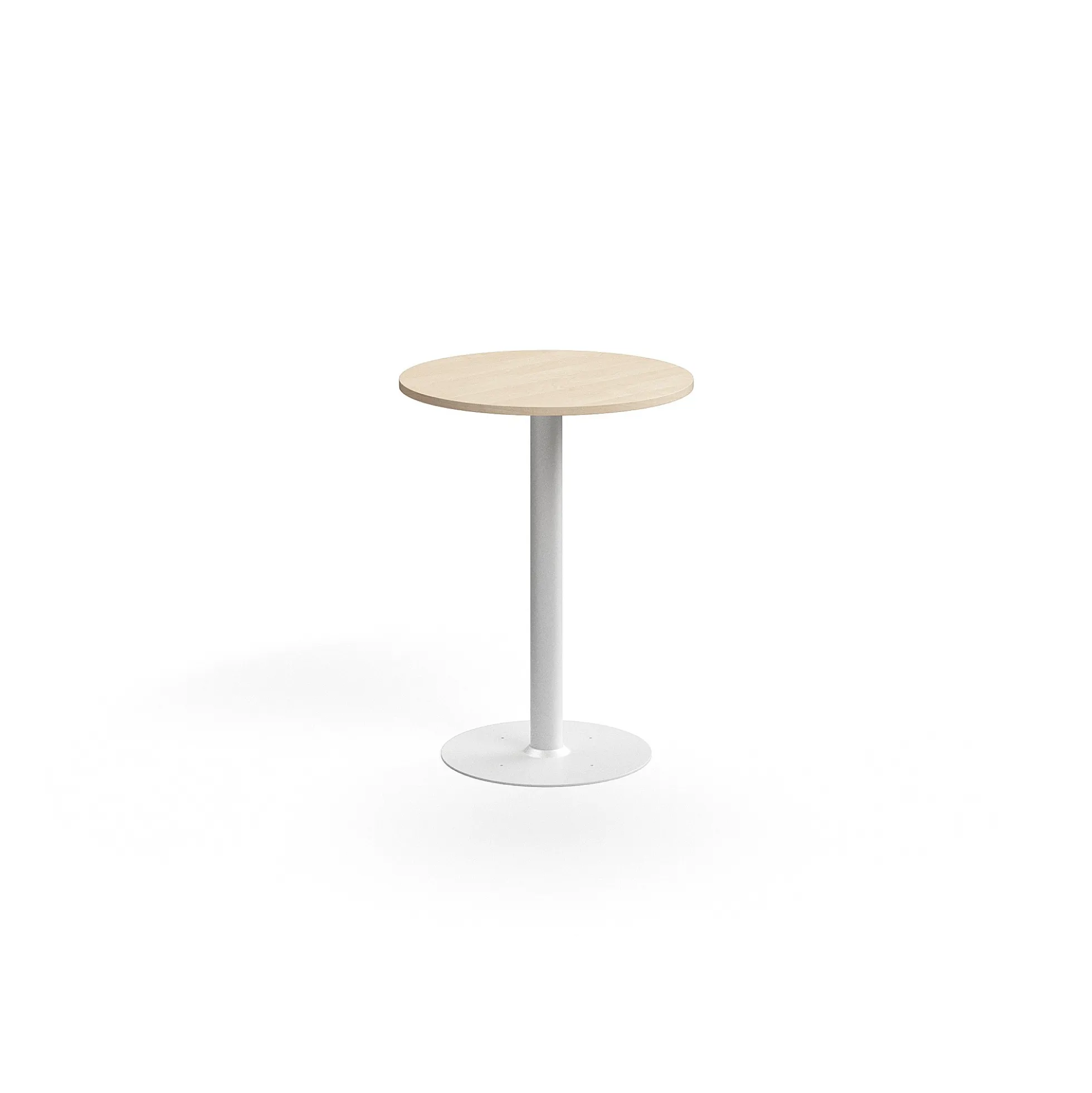 Baaripöytä ALVA Ø700x900 mm, lattiaan kiinnitettävä, korkeapainelaminaatti, valkoinen/koivu