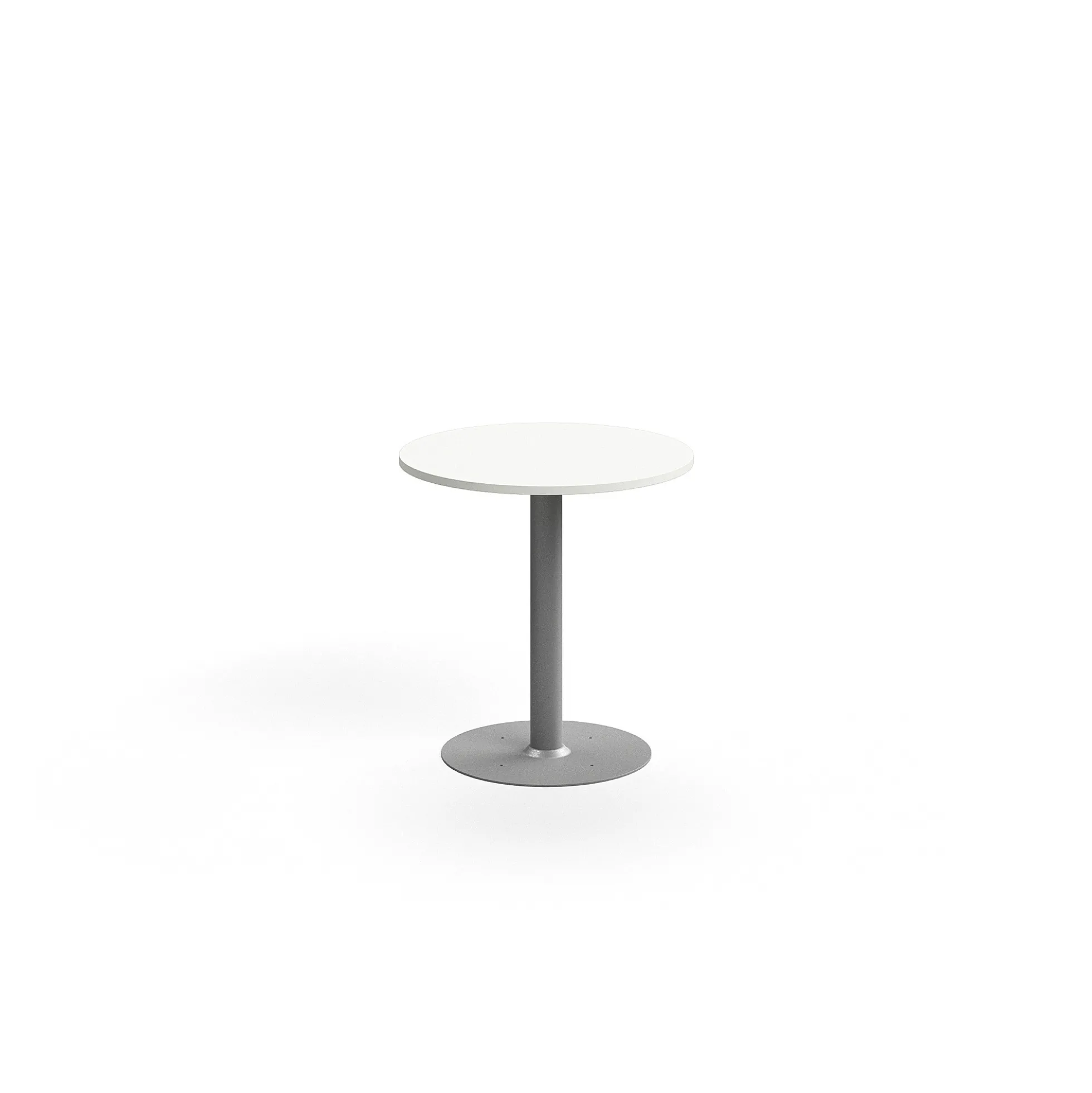 Baaripöytä ALVA Ø700x720 mm, lattiaan kiinnitettävä, korkeapainelaminaatti, hopea/valkoinen