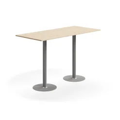 Baaripöytä ALVA 1800x800x1100 mm, lattiaan kiinnitettävä, korkeapainelaminaatti, hopea/koivu
