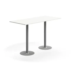 Baaripöytä ALVA 1800x800x1100 mm, lattiaan kiinnitettävä, korkeapainelaminaatti, hopea/valkoinen