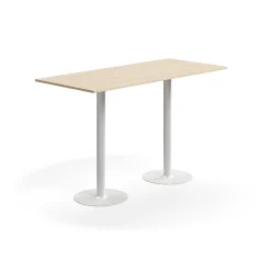 Baaripöytä ALVA 1800x800x1100 mm, lattiaan kiinnitettävä, korkeapainelaminaatti, valkoinen/koivu