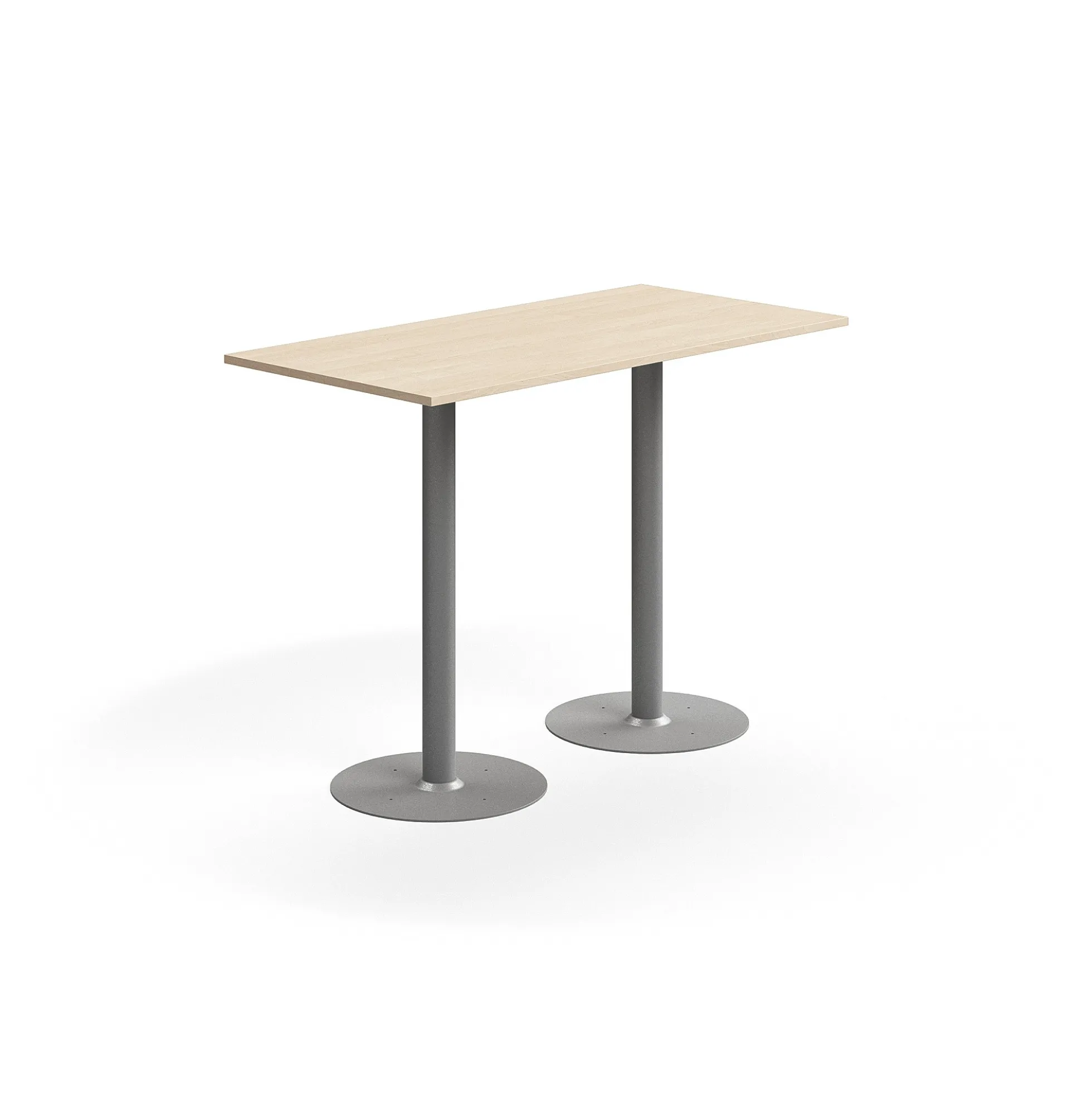 Baaripöytä ALVA 1400x700x1000 mm, lattiaan kiinnitettävä, korkeapainelaminaatti, hopea/koivu