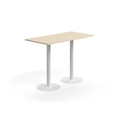 Baaripöytä ALVA 1400x700x1000 mm, lattiaan kiinnitettävä, korkeapainelaminaatti, valkoinen/koivu