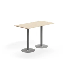Baaripöytä ALVA 1400x700x900 mm, lattiaan kiinnitettävä, korkeapainelaminaatti, hopea/koivu