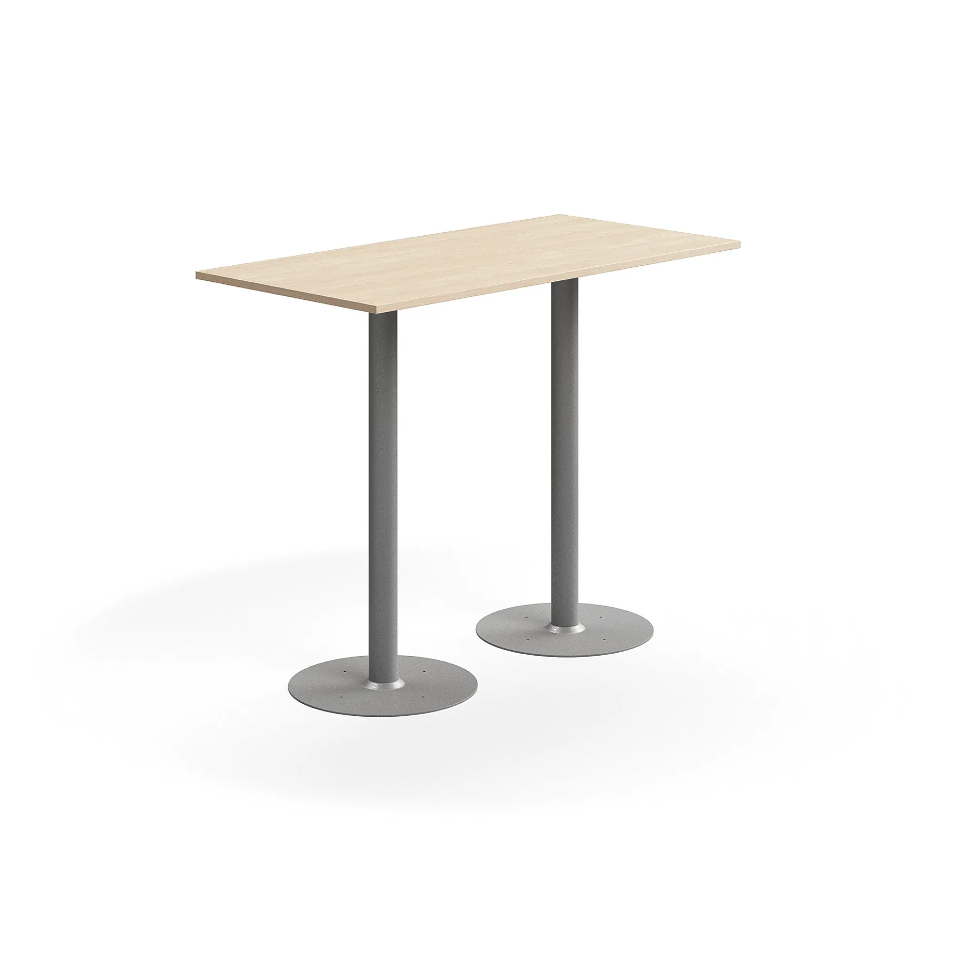 Baaripöytä ALVA 1400x700x1000 mm, lattiaan kiinnitettävä, korkeapainelaminaatti, hopea/koivu