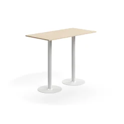 Baaripöytä ALVA 1400x700x1000 mm, lattiaan kiinnitettävä, korkeapainelaminaatti, valkoinen/koivu