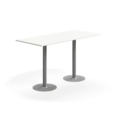Baaripöytä ALVA 1800x800x1000 mm, lattiaan kiinnitettävä, korkeapainelaminaatti, hopea/valkoinen