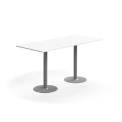 Baaripöytä ALVA 1800x800x900 mm, lattiaan kiinnitettävä, korkeapainelaminaatti, hopea/valkoinen