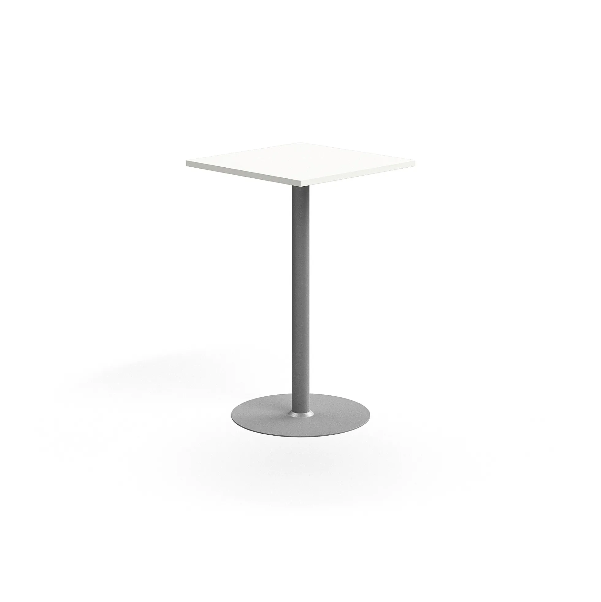 Baaripöytä VERTICUS 700x700x1100 mm, valkoinen/hopea