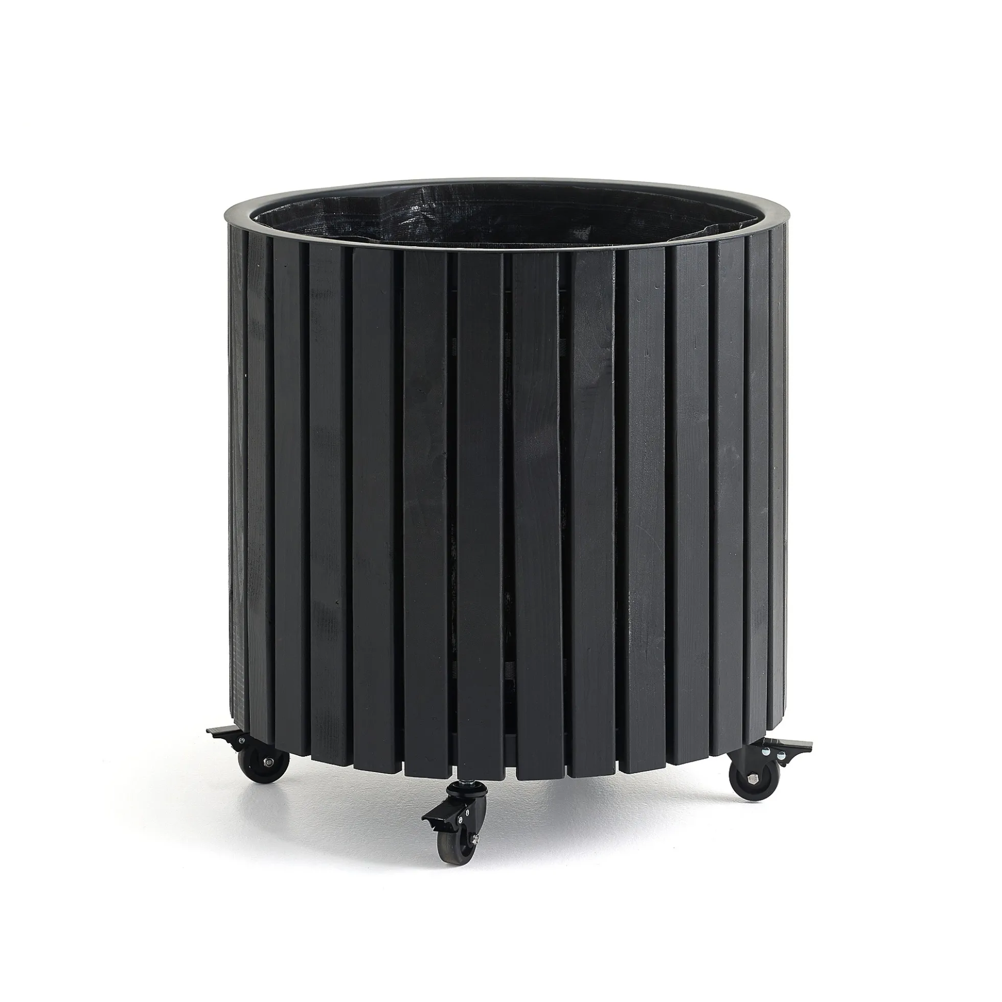 Istutuslaatikko FLORA Pyörillä, Ø550x550 mm, musta