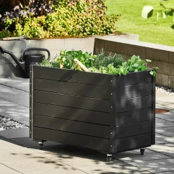 Istutuslaatikko GROW Pyörät, 660x880x480 mm, musta
