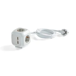 Jatkojohto 2 USB-liitäntää, 4 pistoketta