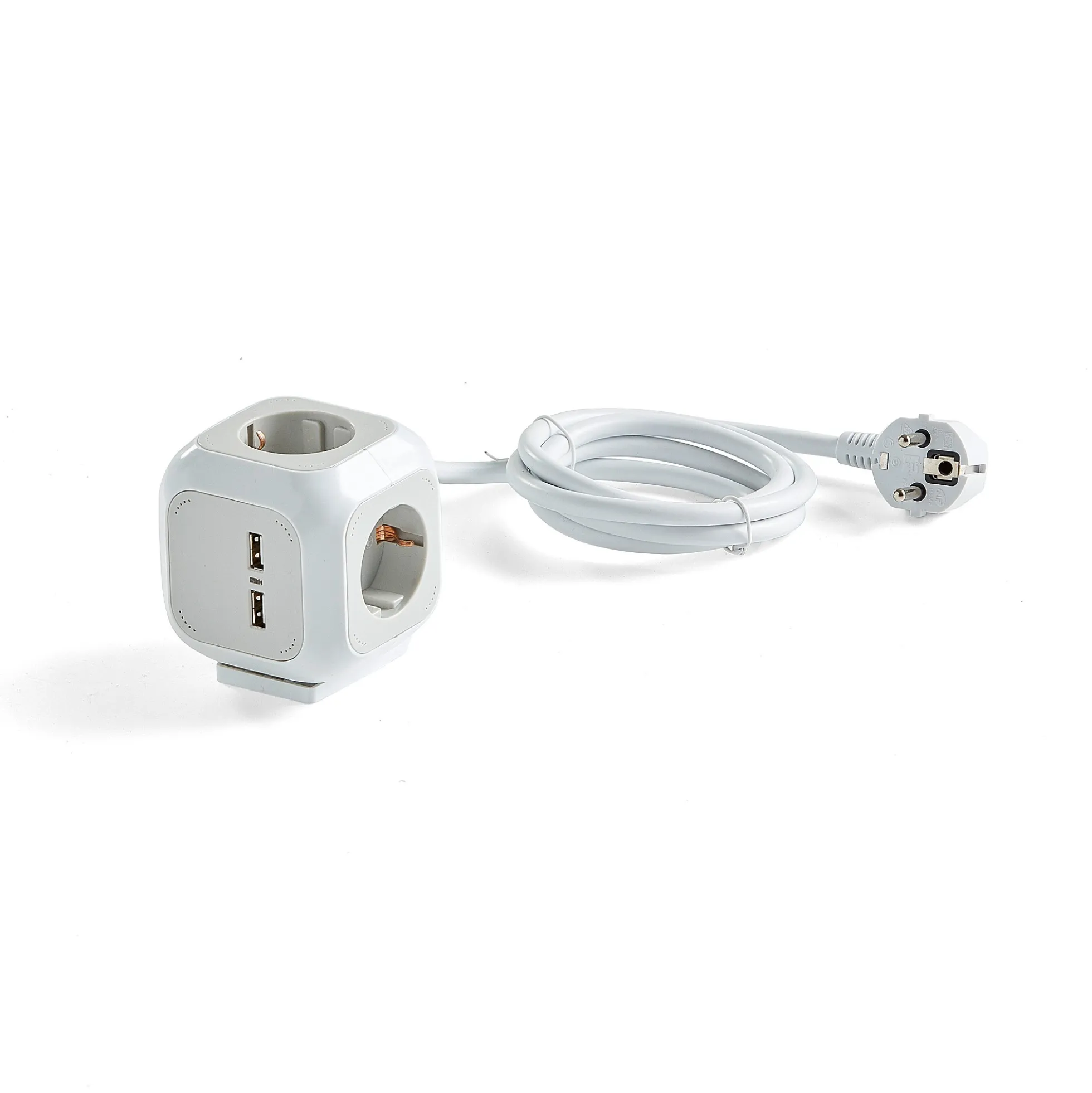Jatkojohto 2 USB-liitäntää, 4 pistoketta