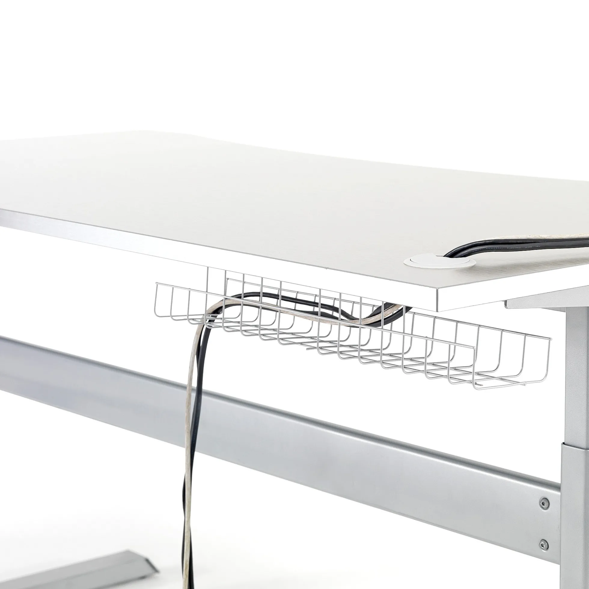 Johtokori pöydän alle 490x105x85 mm, hopeanharmaa