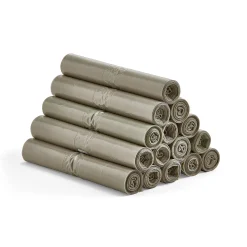 Jätesäkit 15 rullaa (10 kpl/rulla), 240 litraa, läpinäkyvät