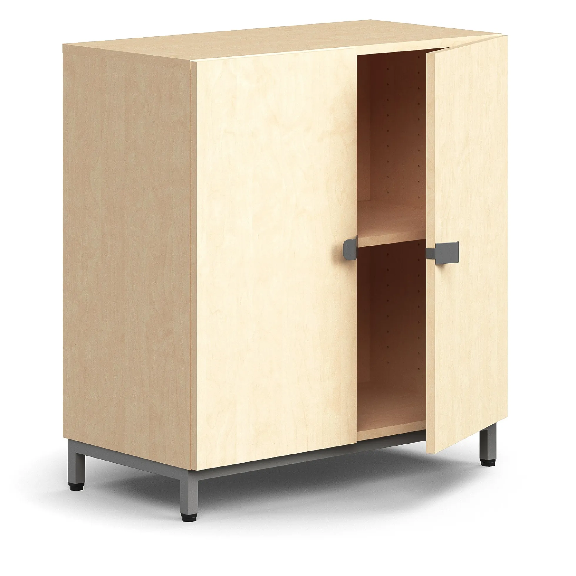 Kaappi QBUS 1 hylly, jalusta, kahvat, 868x800x420 mm, hopeanharmaa, koivu