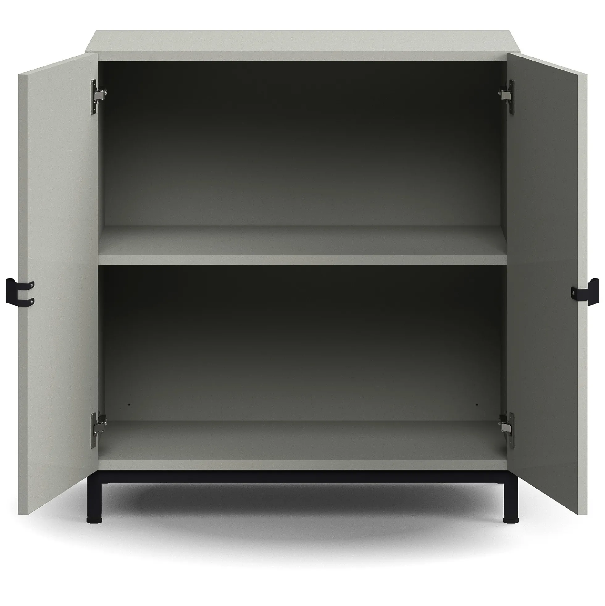 Kaappi QBUS 1 hylly, jalusta, kahvat, 868x800x420 mm, musta, vaaleanharmaa