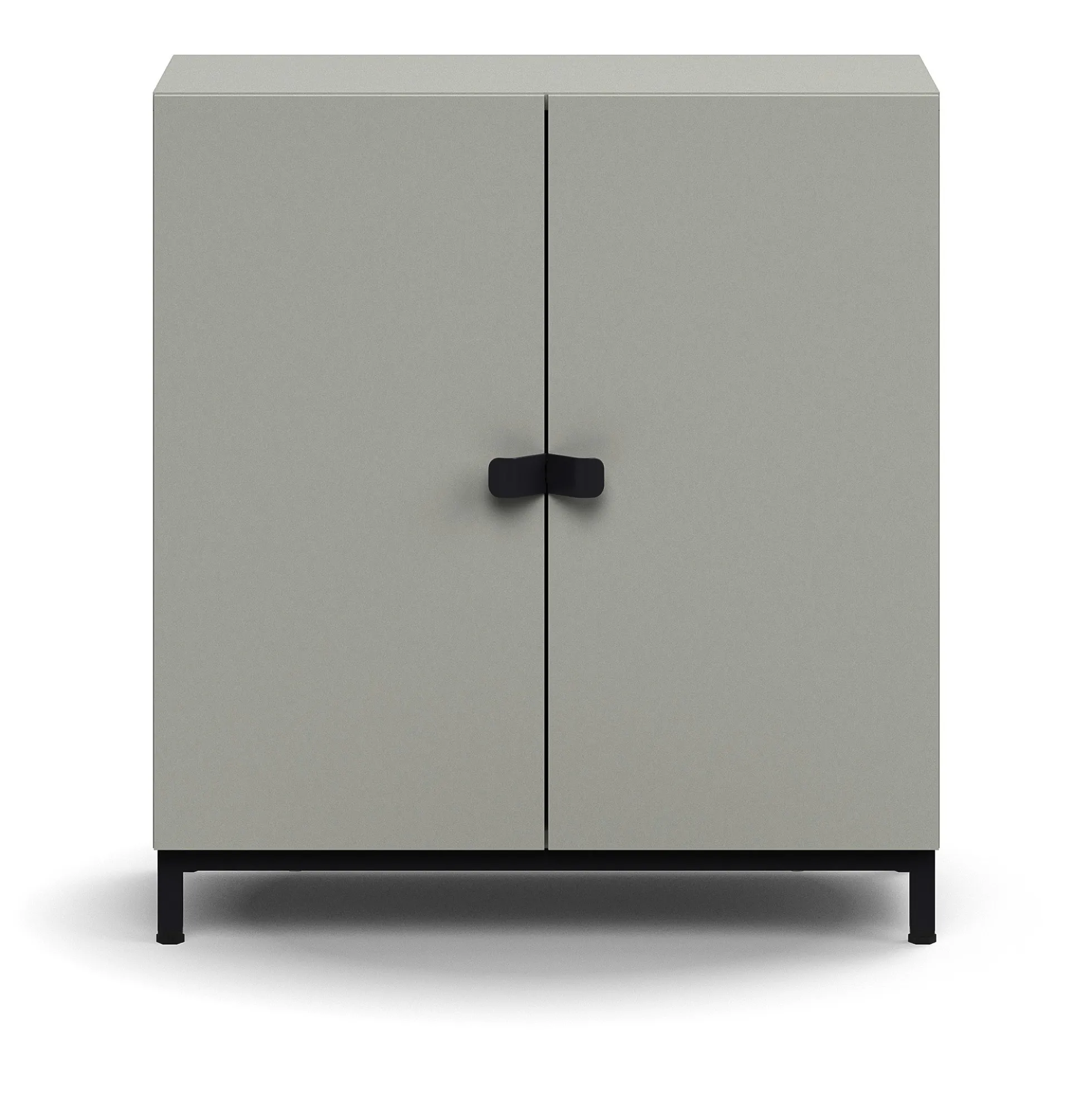 Kaappi QBUS 1 hylly, jalusta, kahvat, 868x800x420 mm, musta, vaaleanharmaa