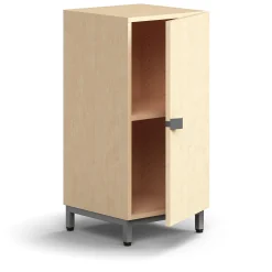 Kaappi QBUS 1 hylly, jalusta, kahva, 868x400x420 mm, hopeanharmaa, koivu