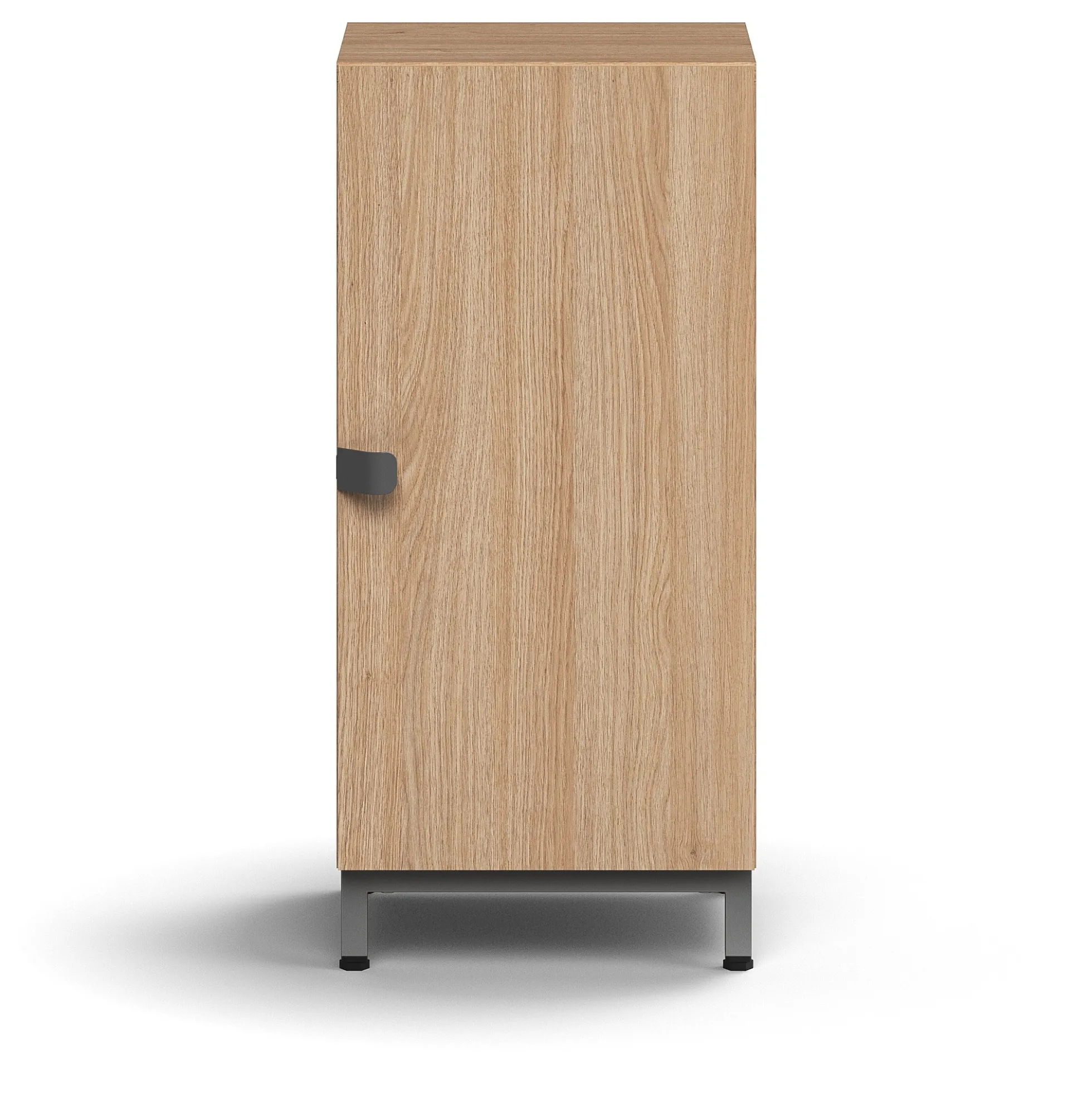 Kaappi QBUS 1 hylly, jalusta, kahva, 868x400x420 mm, hopeanharmaa, tammi
