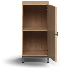 Kaappi QBUS 1 hylly, jalusta, kahva, 868x400x420 mm, hopeanharmaa, tammi