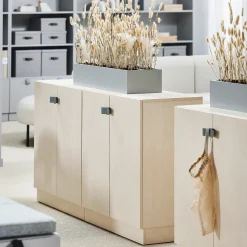 Kaappi QBUS 1 hylly, sokkeli, kahvat, 868x800x420 mm, koivu