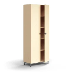 Kaappi QBUS 4 hyllytasoa, jalusta, kahvat, 2020x800x420 mm, hopeanharmaa, koivu