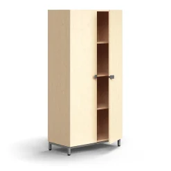 Kaappi QBUS 3 hyllytasoa, jalusta, kahvat, 1636x800x420 mm, hopeanharmaa, koivu