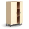 Kaappi QBUS 2 hyllytasoa, jalusta, kahvat, 1252x800x420 mm, hopeanharmaa, koivu