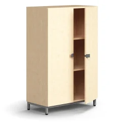 Kaappi QBUS 2 hyllytasoa, jalusta, kahvat, 1252x800x420 mm, hopeanharmaa, koivu