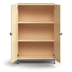 Kaappi QBUS 2 hyllytasoa, jalusta, kahvat, 1252x800x420 mm, hopeanharmaa, koivu