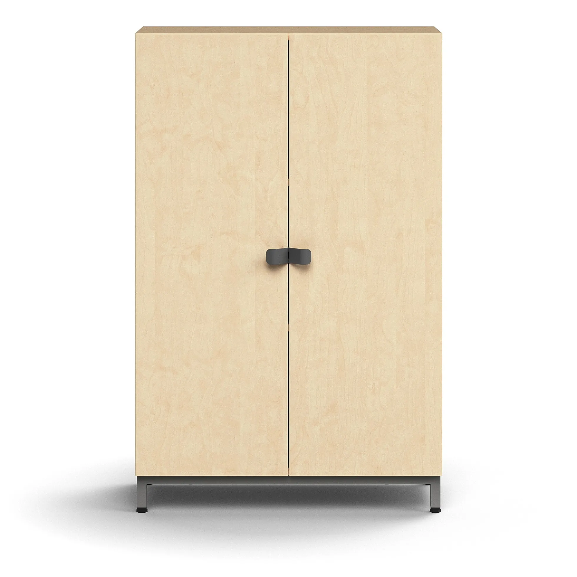 Kaappi QBUS 2 hyllytasoa, jalusta, kahvat, 1252x800x420 mm, hopeanharmaa, koivu