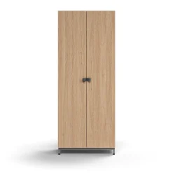 Kaappi QBUS 4 hyllytasoa, jalusta, kahvat, 2020x800x420 mm, hopeanharmaa, tammi