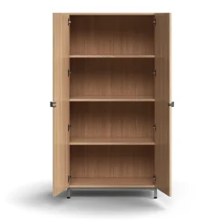 Kaappi QBUS 3 hyllytasoa, jalusta, kahvat, 1636x800x420 mm, hopeanharmaa, tammi