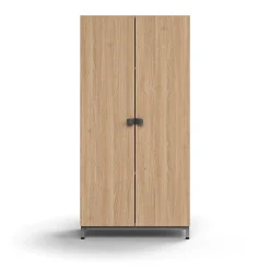 Kaappi QBUS 3 hyllytasoa, jalusta, kahvat, 1636x800x420 mm, hopeanharmaa, tammi