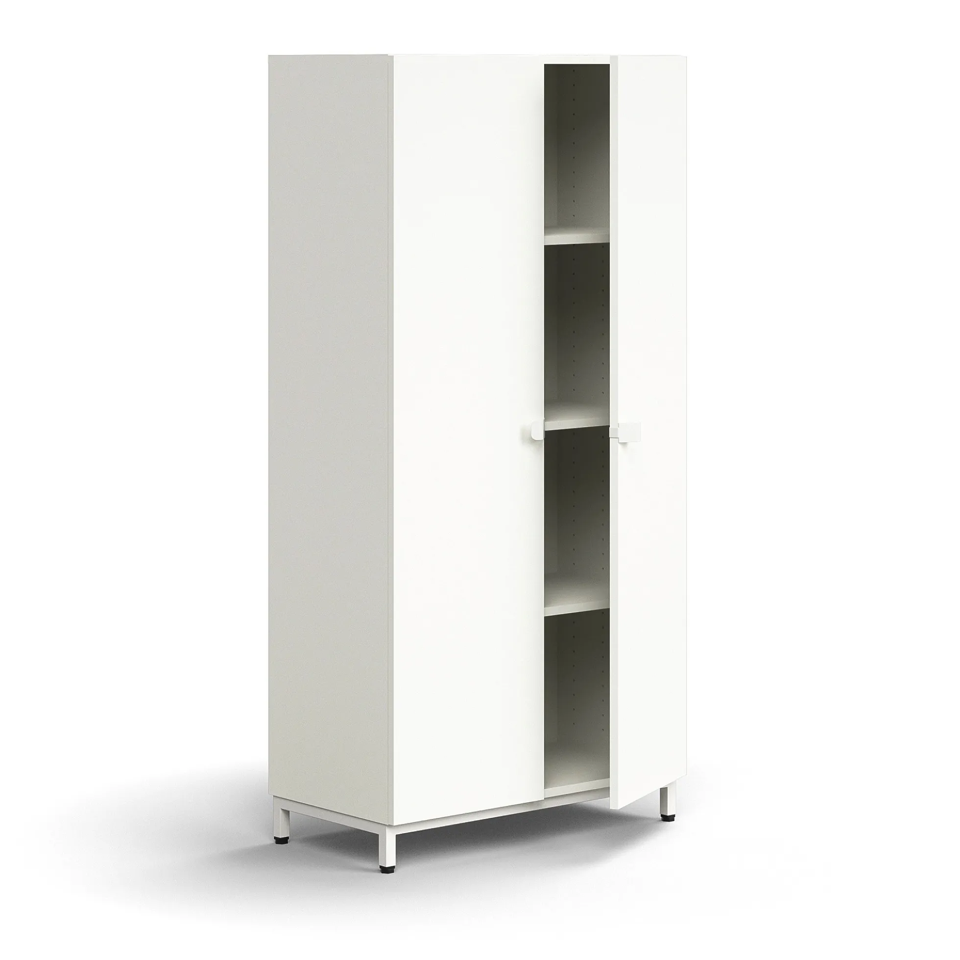Kaappi QBUS 3 hyllytasoa, jalusta, kahvat, 1636x800x420 mm, valkoinen