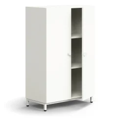 Kaappi QBUS 2 hyllytasoa, jalusta, kahvat, 1252x800x420 mm, valkoinen
