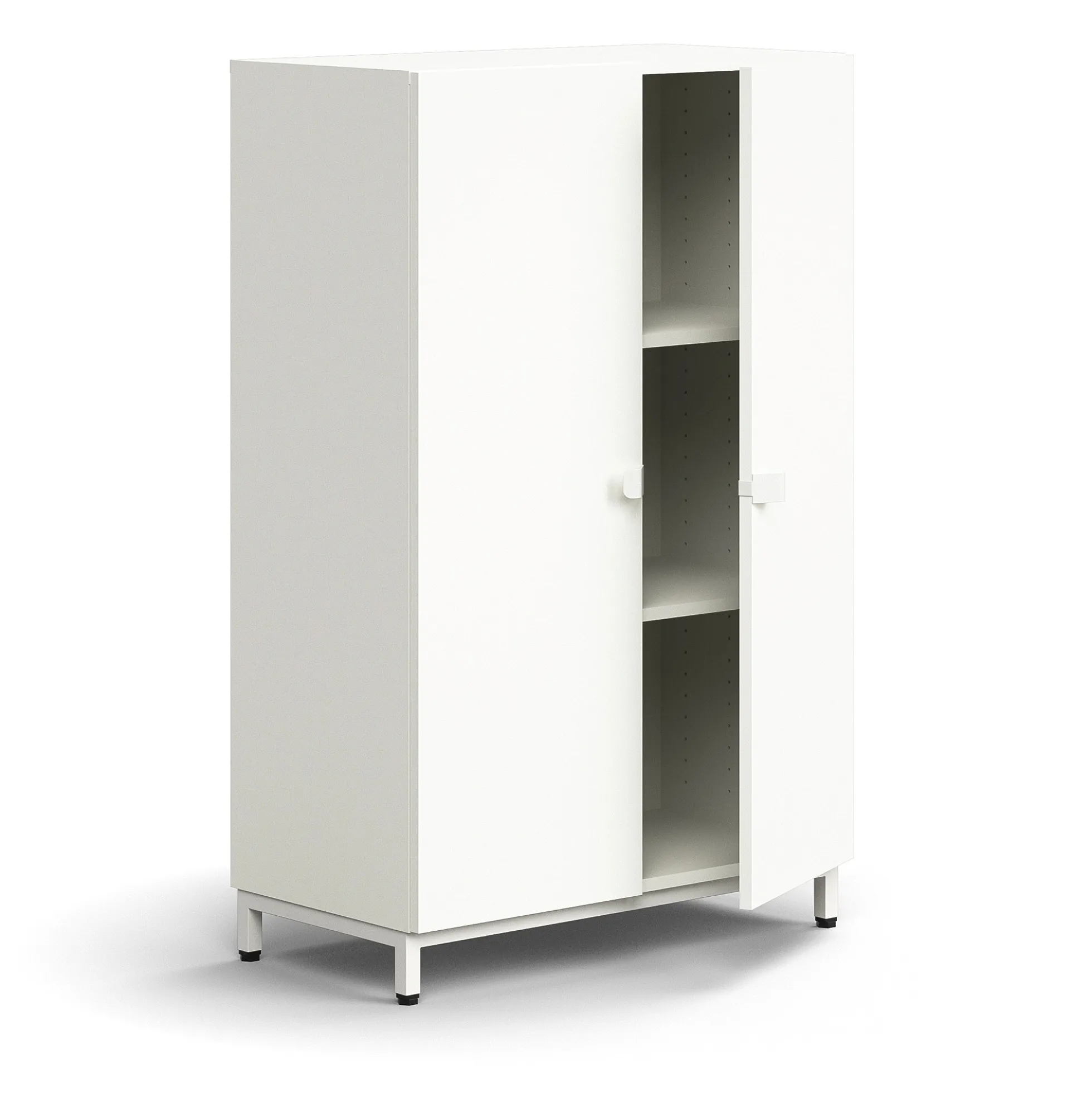 Kaappi QBUS 2 hyllytasoa, jalusta, kahvat, 1252x800x420 mm, valkoinen