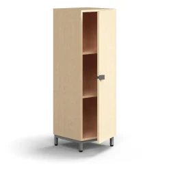 Kaappi QBUS 2 hyllytasoa, jalusta, kahva, 1252x400x420 mm, hopeanharmaa, koivu