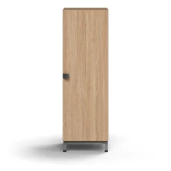Kaappi QBUS 2 hyllytasoa, jalusta, kahva, 1252x400x420 mm, hopeanharmaa, tammi