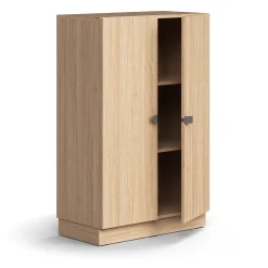 Kaappi QBUS 2 hyllytasoa, sokkeli, kahvat, 1252x800x420 mm, tammi