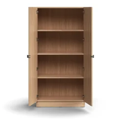 Kaappi QBUS 3 hyllytasoa, sokkeli, kahvat, 1636x800x420 mm, tammi