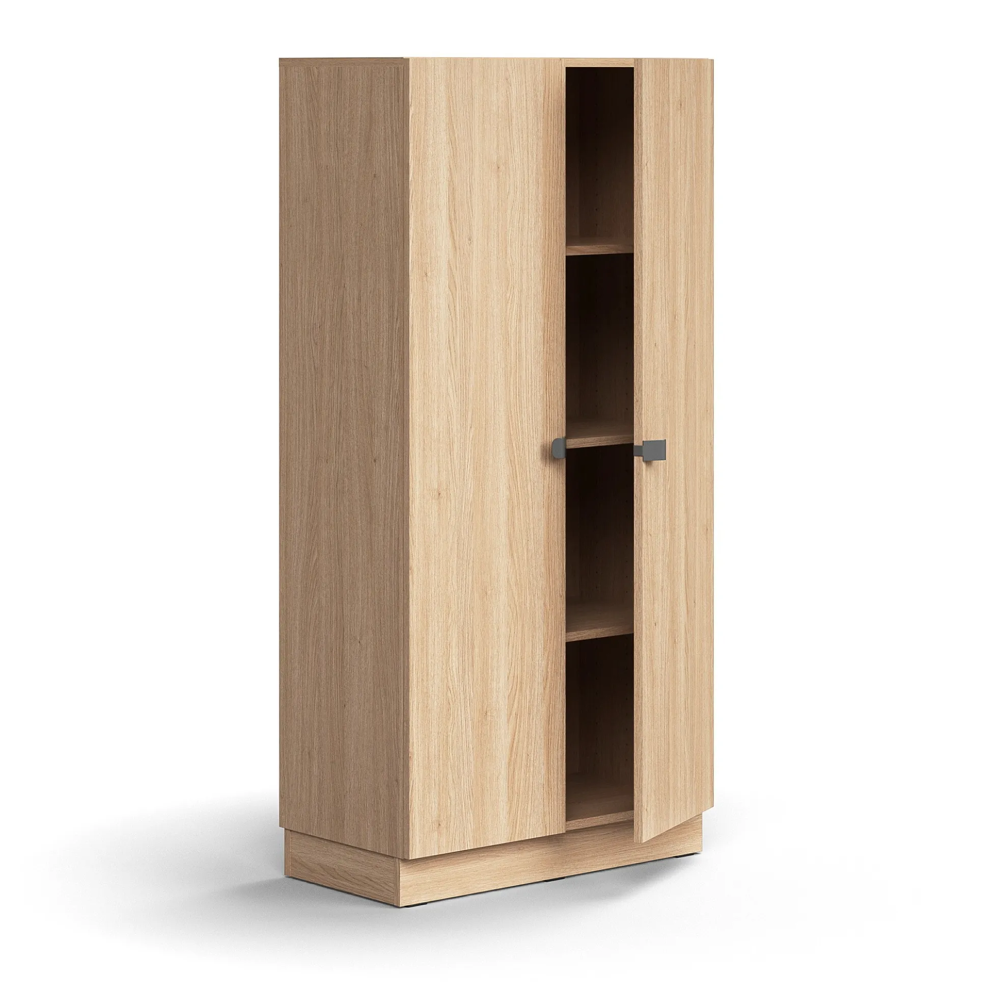 Kaappi QBUS 3 hyllytasoa, sokkeli, kahvat, 1636x800x420 mm, tammi