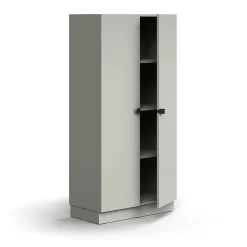 Kaappi QBUS 3 hyllytasoa, sokkeli, kahvat, 1636x800x420 mm, vaaleanharmaa